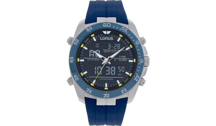 Buy Lorus Men s Chronograph Blue Silicon Strap Watch Argos