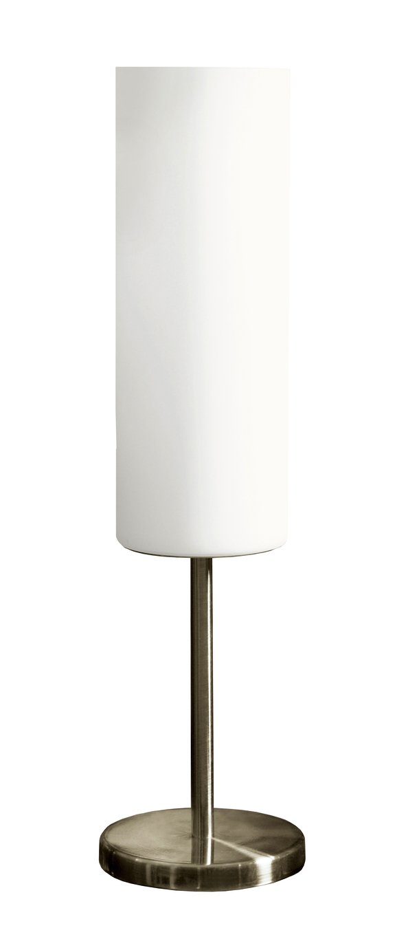 Eglo Troy Satin Glass and Nickel Table Lamp - White.