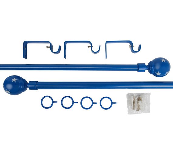 New Home Extendable Curtain Pole Touch Child S Bedroom Blue Stars