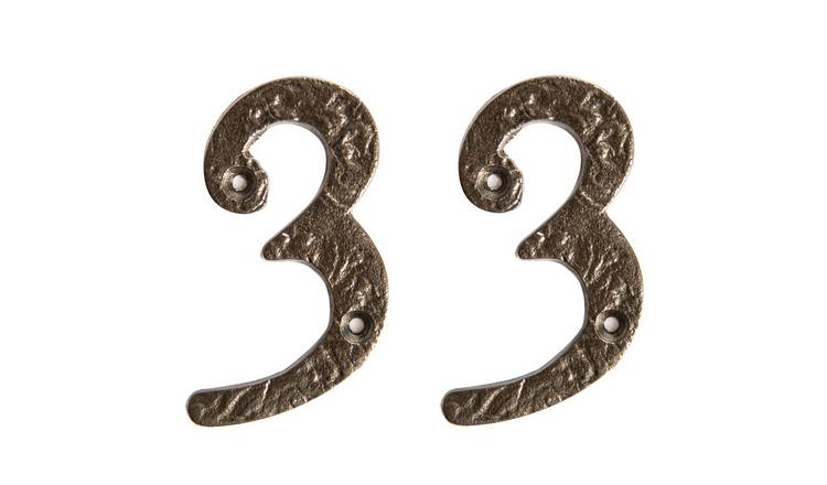 Hammer & Tongs Rustic Iron Numeral - Number 3 - Raw - Pack of 2