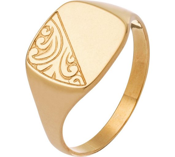Buy 9ct Gold Embossed Cushion Signet Ring at Argos.co.uk - Your Online ...