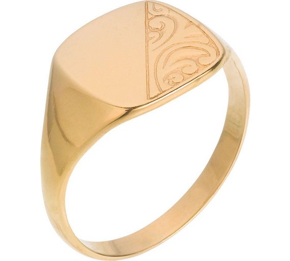 Buy 9ct Gold Embossed Cushion Signet Ring at Argos.co.uk - Your Online ...