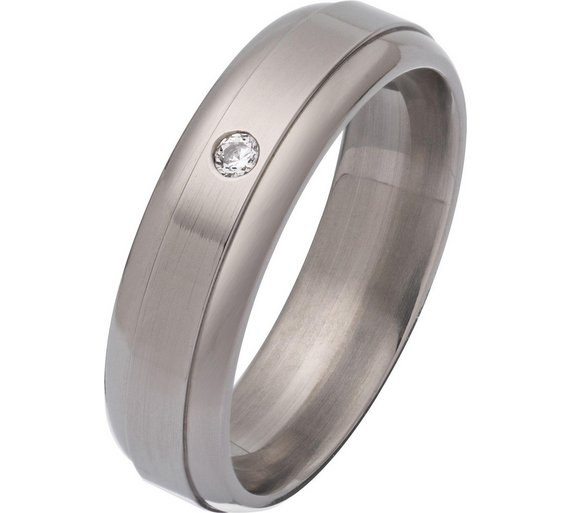 Buy Titanium Cubic Zirconia Polished Band Ring at Argos.co.uk - Your ...