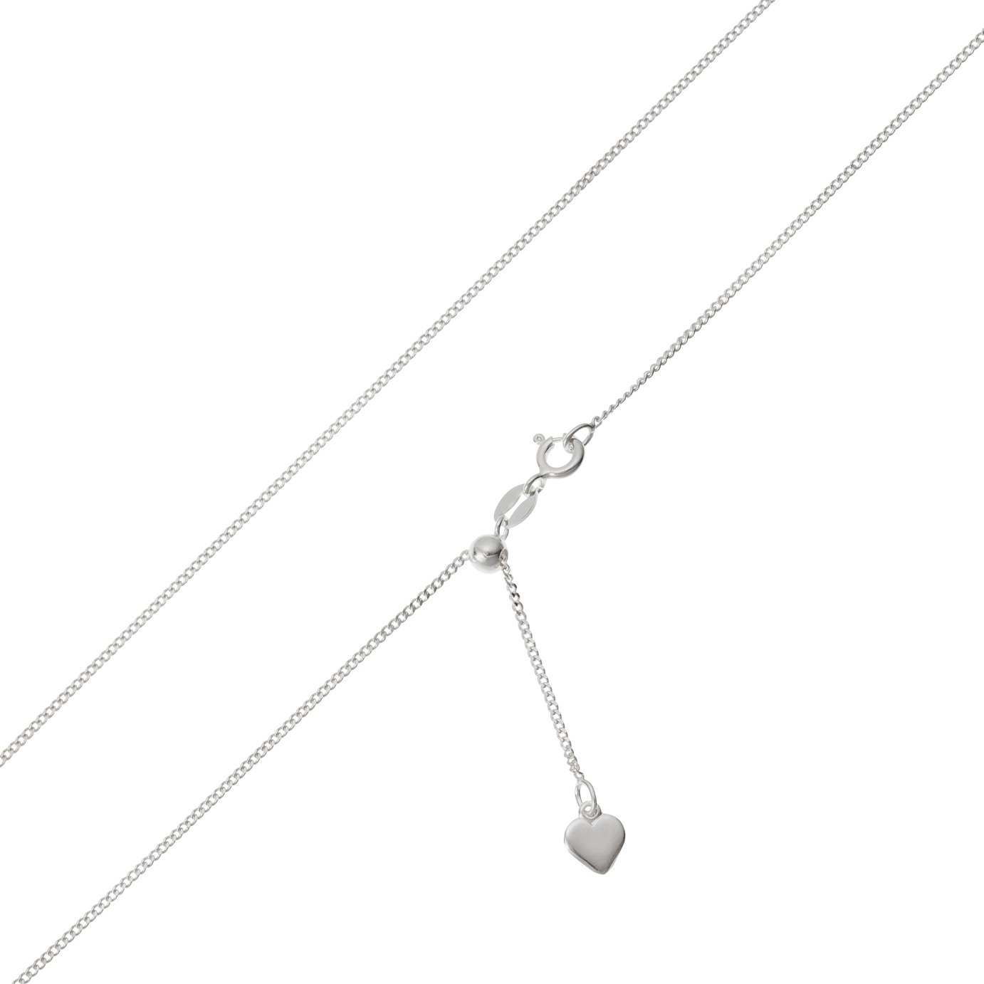 Revere Silver Adjustable Length Fine Curb 22 Inch Necklace