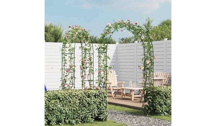 Walplus Pack of 2 Iron Garden Arch Climbing Plants - Dark Green