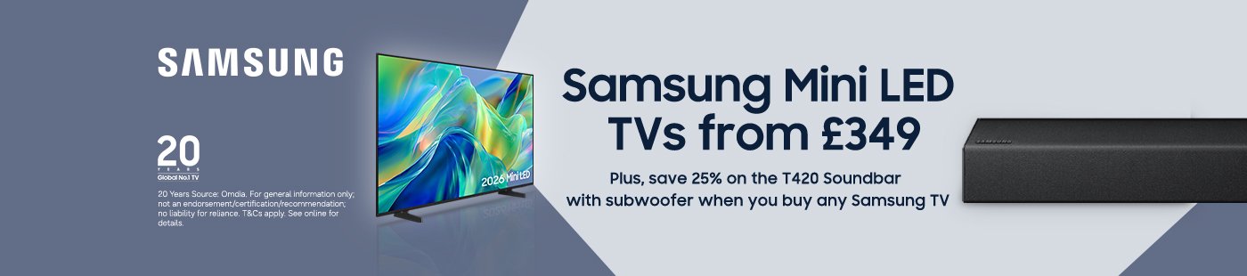 Samsung. Samsung mini LED TVs from 349 pounds.