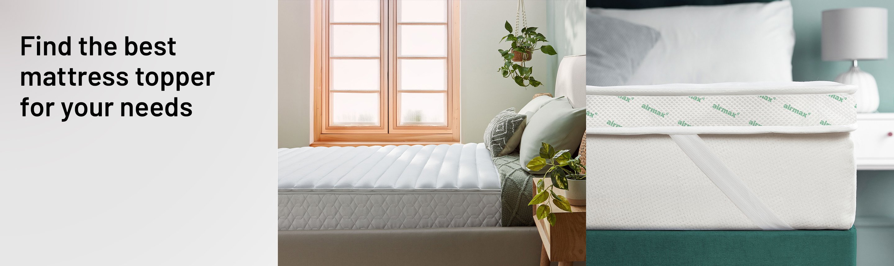 A banner depicting a collage of Silentnight Anti-Allergy Mattress Topper - Single and Silentnight Airmax Anti-Allergy Mattress Topper - Single.