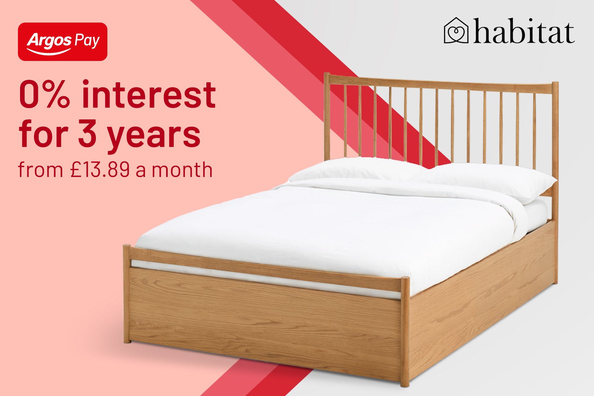 When you spend £500+ on 1000s of furniture lines. Argos Pay Representative Example Representative 34.9% APR (variable), 34.95% PA purchase rate (variable), £1,200 assumed credit limit.*