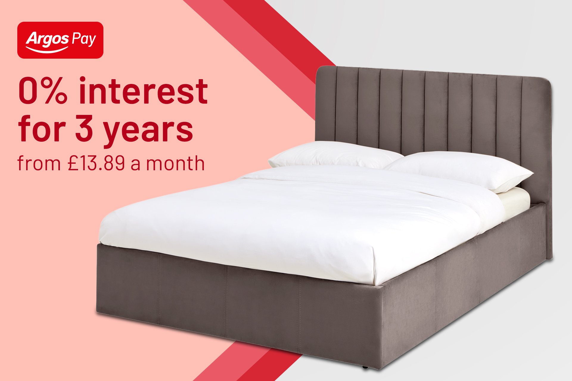 With Argos Pay, it's possible. Argos Pay Representative Example Representative 34.9% APR (variable), 34.95% PA purchase rate (variable), £1,200 assumed credit limit.*