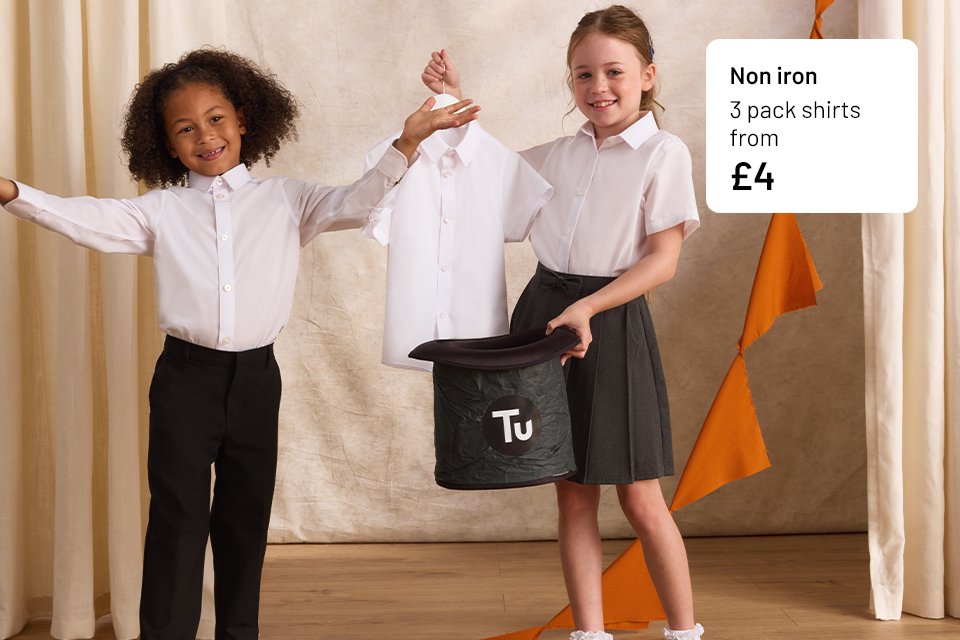 Shirts & blouses. Non-iron - designed to save time and effort on busy school mornings.