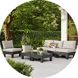 Grey patio sets.