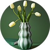 A Habitat striped ceramic vase in green.