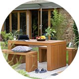 Wood patio sets.