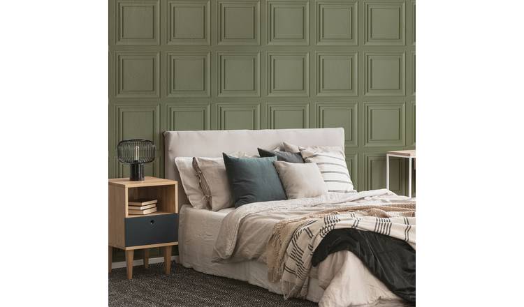 Fresco Wood Panel Sage Green Wallpaper