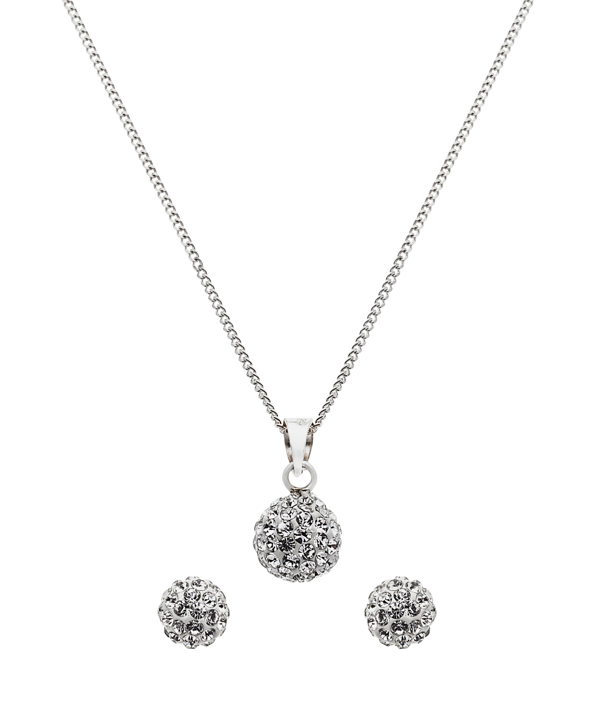 Revere Sterling Silver Crystal Ball Pendant and Earrings Set