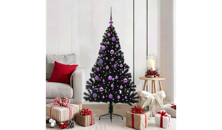 Walplus 150 LED Fairy Lights Pre-lit Artificial Christmas Tree - Black - 150 cm