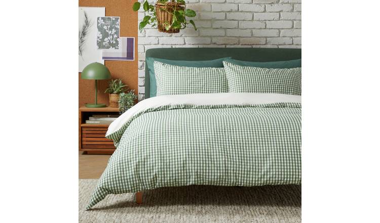 Habitat Verdant Printed Seersucker Gingham Bedding Set Green