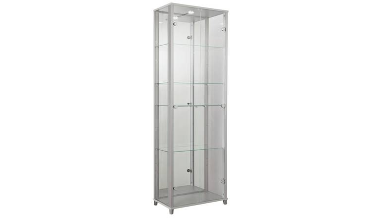 buy argos home 2 door glass display cabinet - silver | display cabinets |  argos