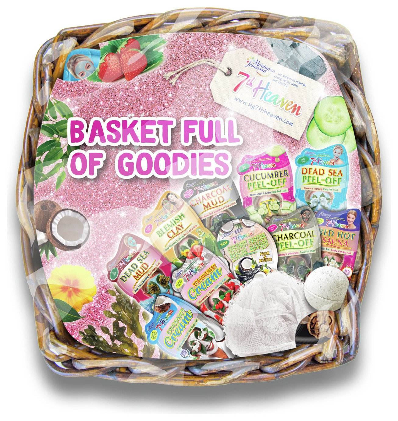 Details About Montagne Jeunesse 7th Heaven Basket Full Of Goodies Big Basket Of Beauty Treats