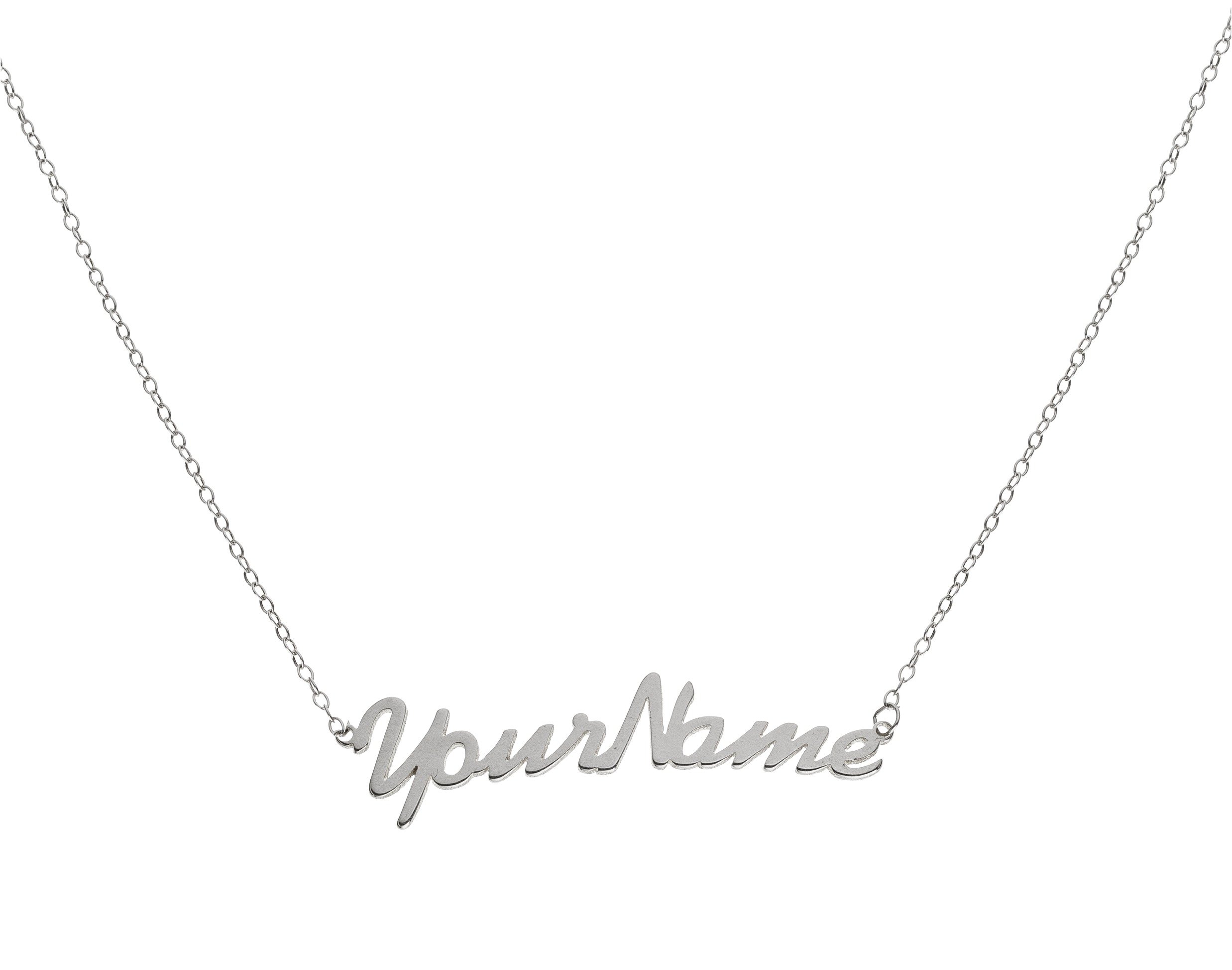 Moon & Back Silver Personalised Name Plate 16 Inch Necklet