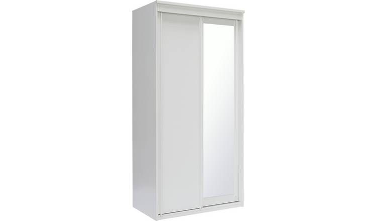 Small white deals wardrobe with mirror