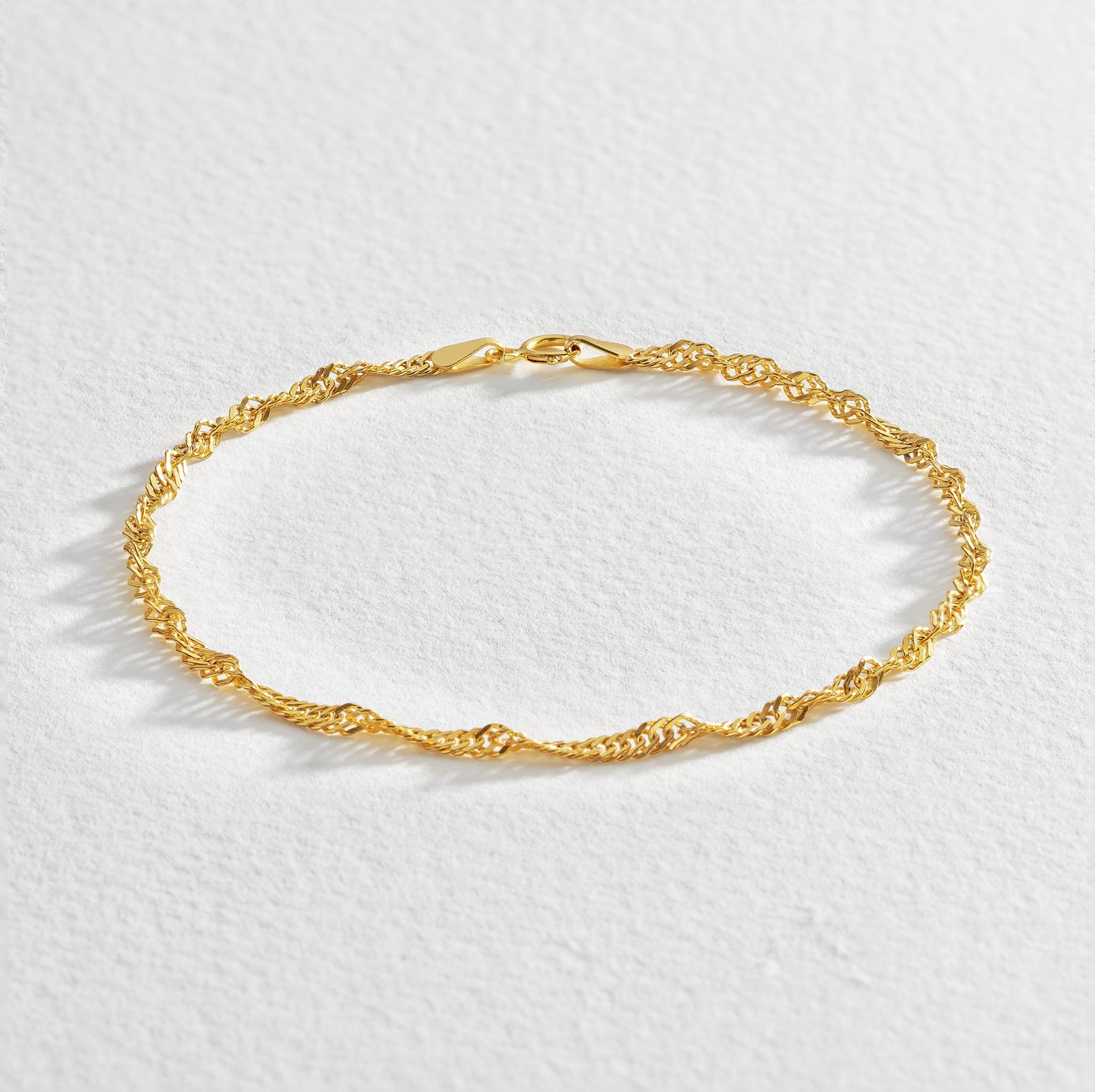 Revere 9ct Gold Twist Curb 7.5 Inch Bracelet