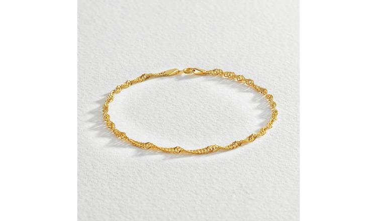 Revere 9ct Gold Twist Curb 7.5 Inch Bracelet