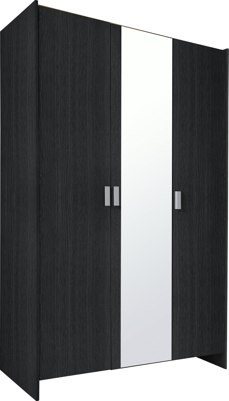 Argos Home Capella 3 Door Mirrored Wardrobe - Black 