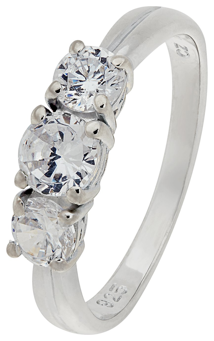 Revere Sterling Silver Cubic Zirconia Trilogy Ring