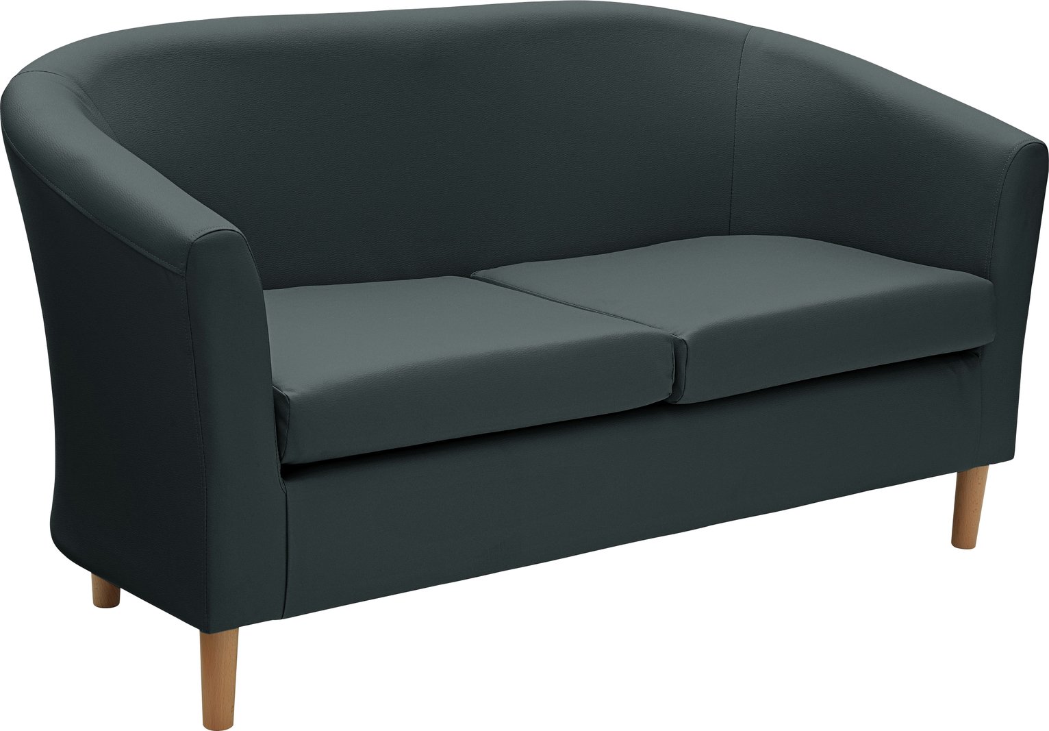 Argos Home 2 Seater Leather Effect Tub Sofa - Black (2468853) | Argos