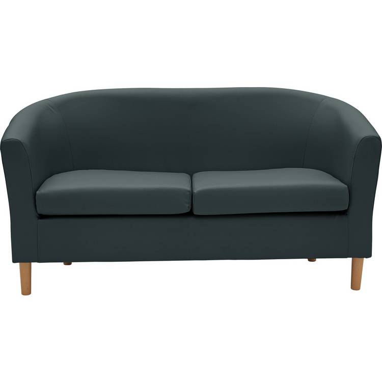 Argos Home Faux Leather 2 Seater Tub Sofa - Black 0