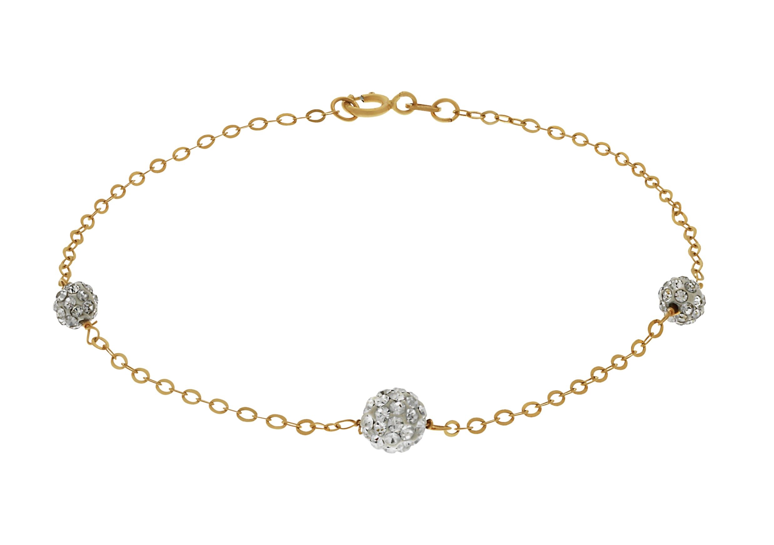 Revere 9ct Yellow Gold Crystal Ball Bracelet