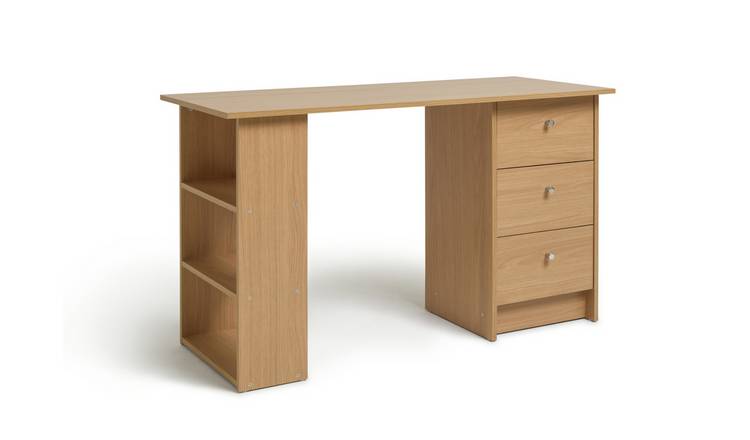 Argos Home Malibu 3 Drawer Office Desk - Oak Effect