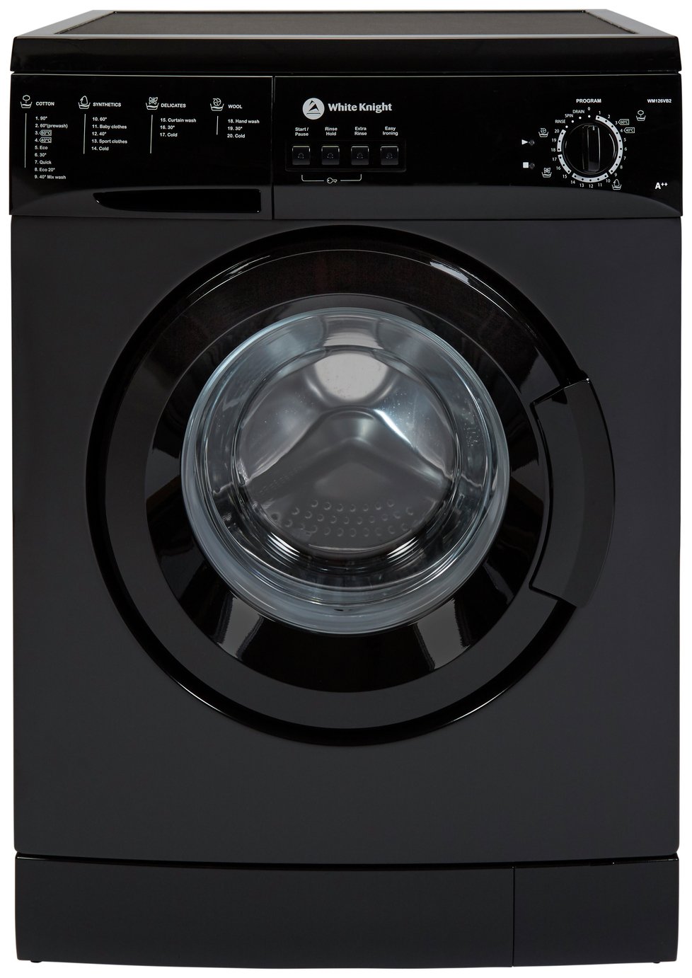 White Knight WM126VB 6KG 1200 Spin Washing Machine - Black