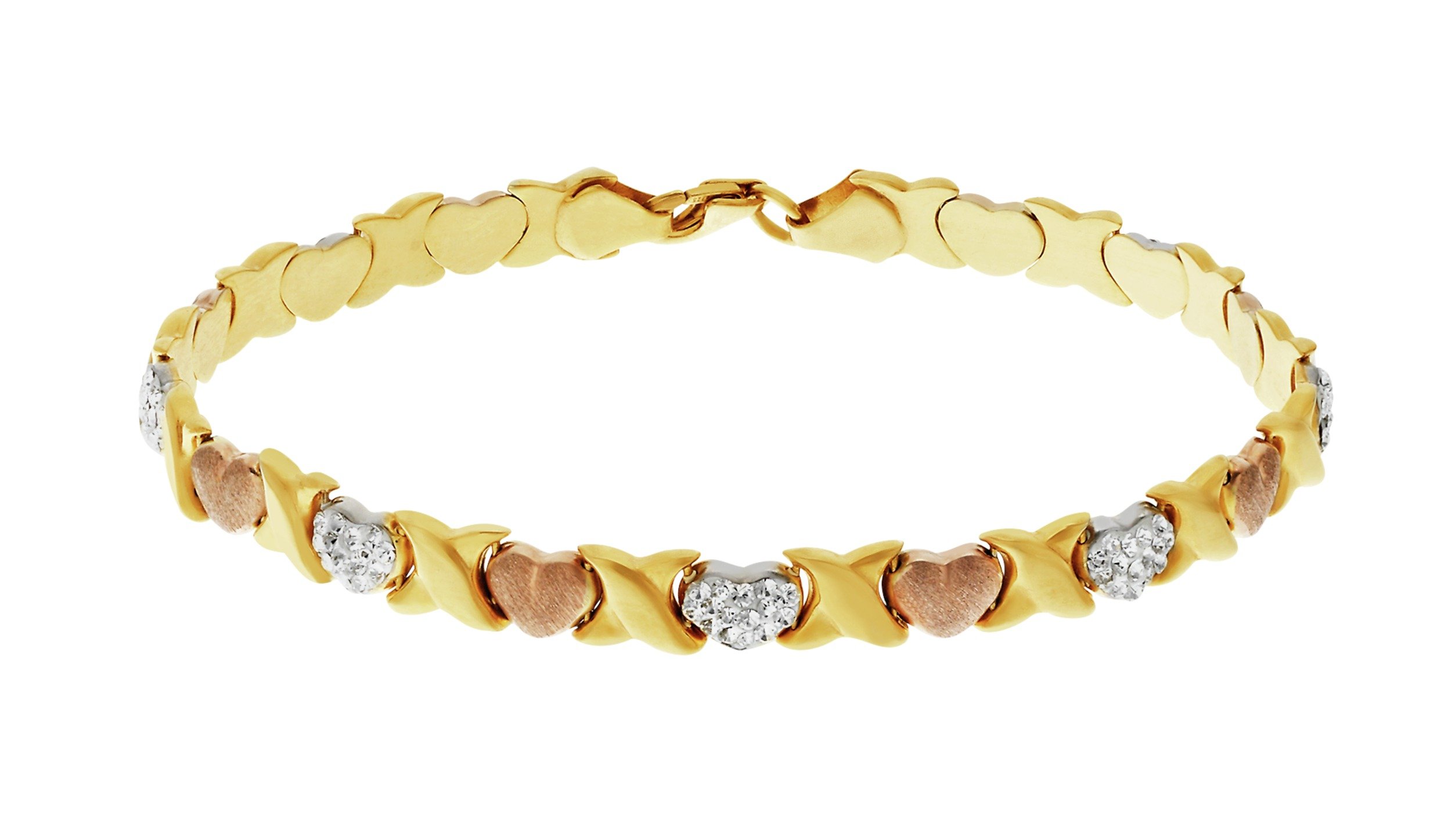 Revere 9ct Gold Plated Silver Three Colour Crystal Bracelet