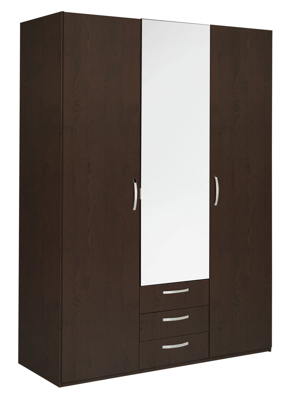 Argos Home New Hallingford 3dr 3 Drw Mirror Wardrobe Wenge