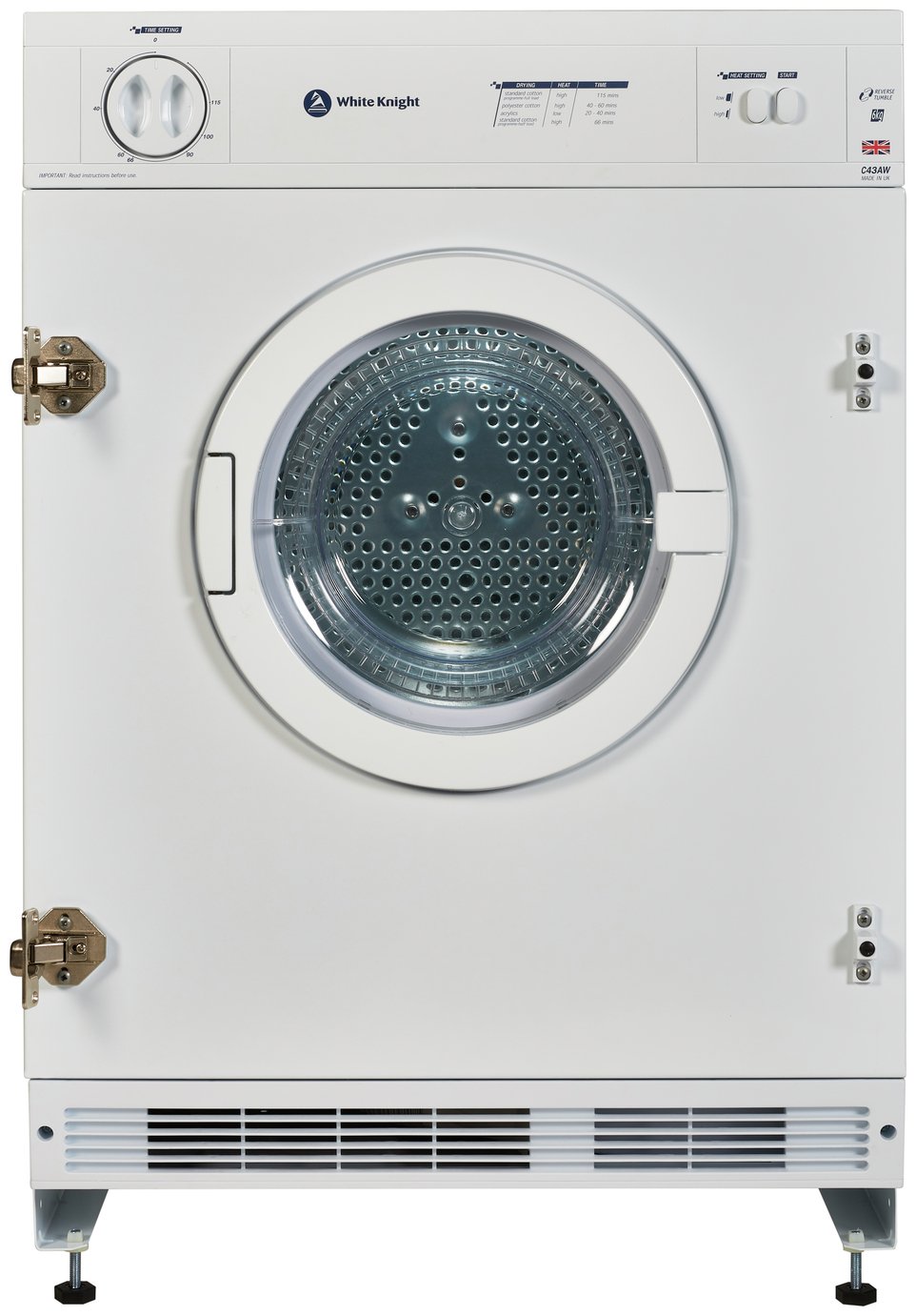 White Knight C43AW Integrated Tumble Dryer - White