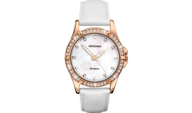 Buy Sekonda Editions Ladies White Faux Leather Strap Watch Argos