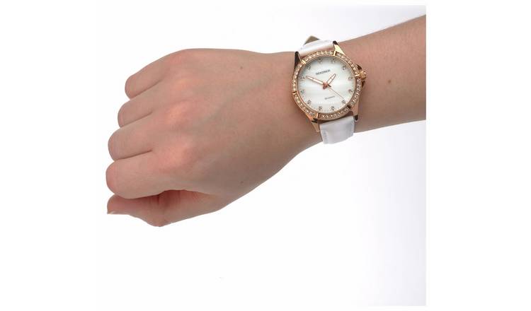 Sekonda Editions Ladies White Faux-Leather Strap Watch 