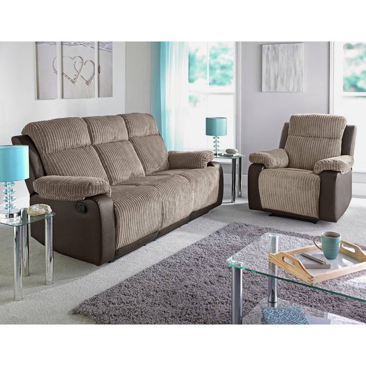 Argos Home Bradley Chair & 3 Seater Recliner Sofa - Charcoal 0