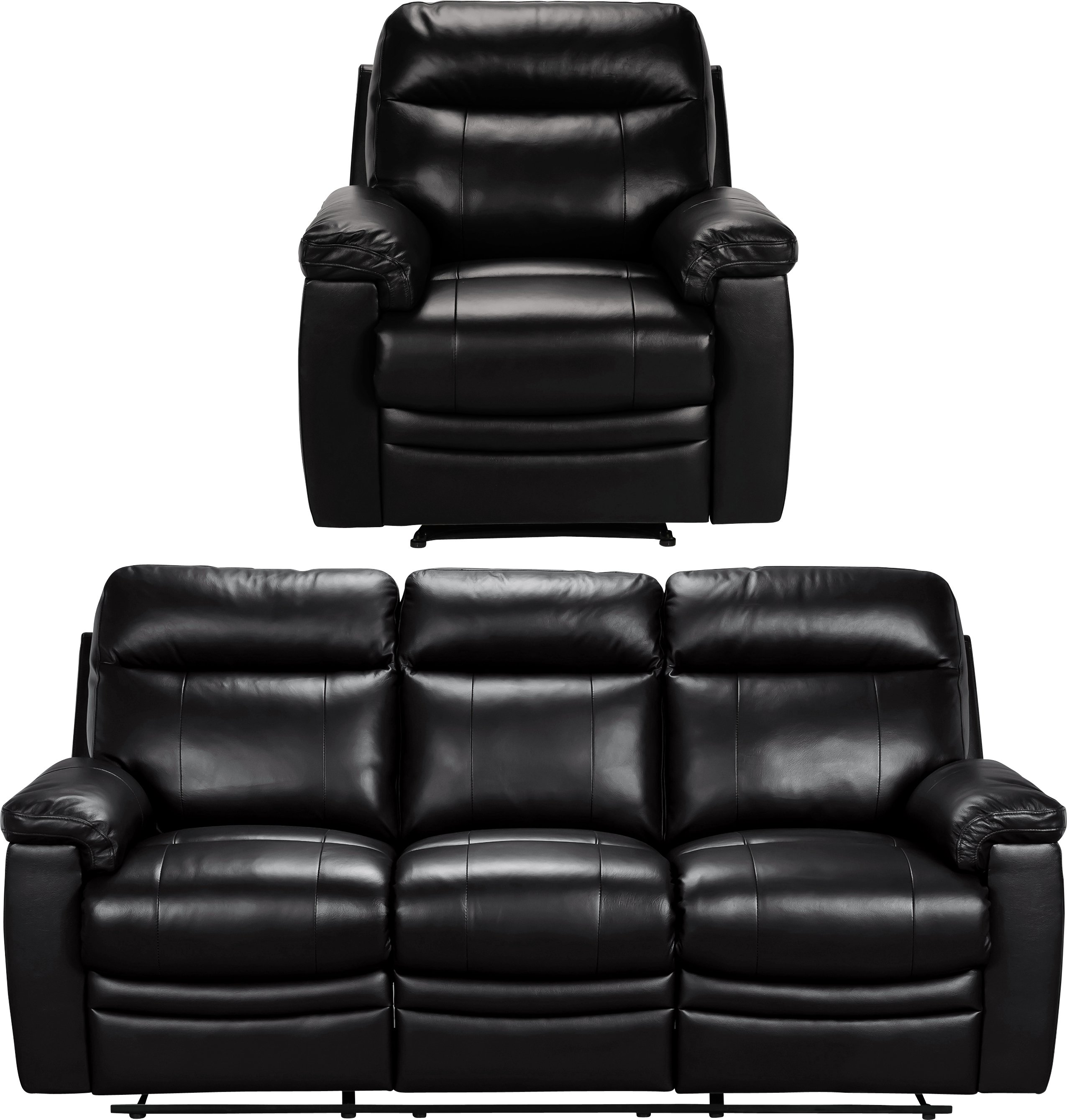 Argos Home Paolo Chair & 3 Seater Manual Recline Sofa -Black Review