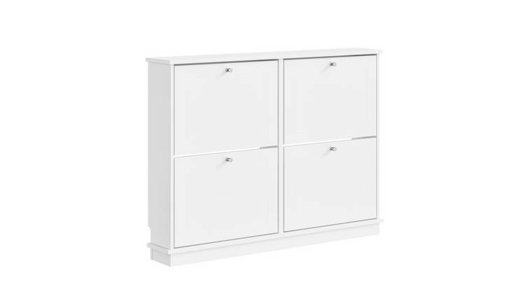 SoBuy 4 Flip Drawer Hallway Slim Storage Shoe Cabinet - White
