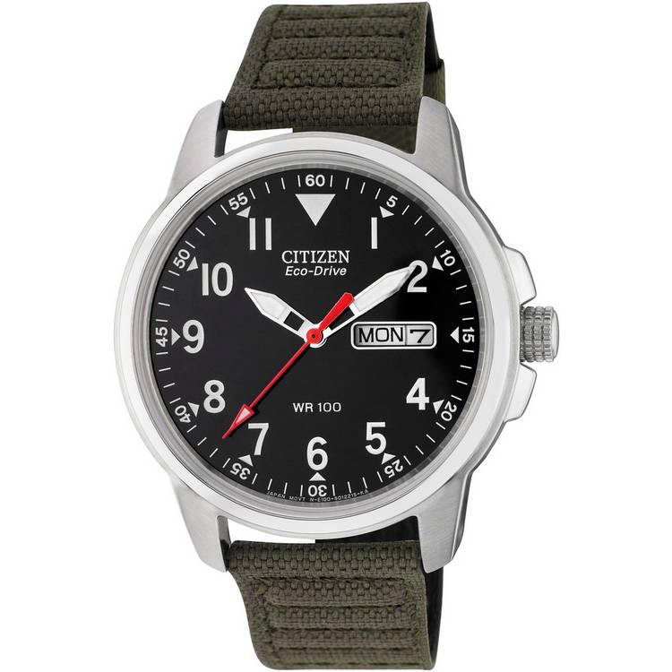 Citizen Men's Eco-Drive Analogue Green Canvas Strap Watch 0