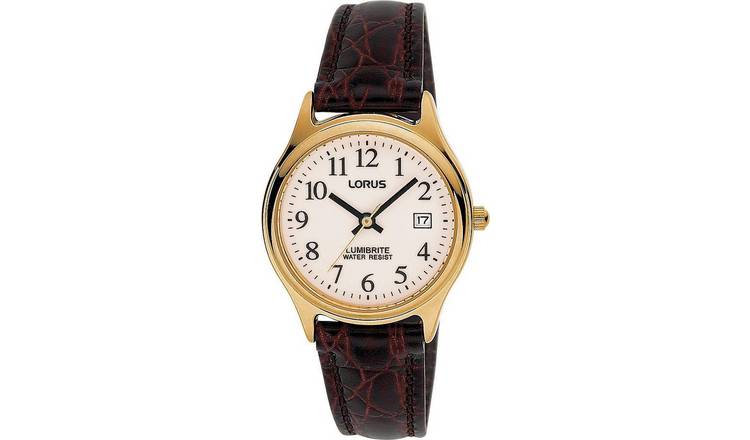 Buy Lorus Ladies Brown Leather Strap Watch Womens watches Argos