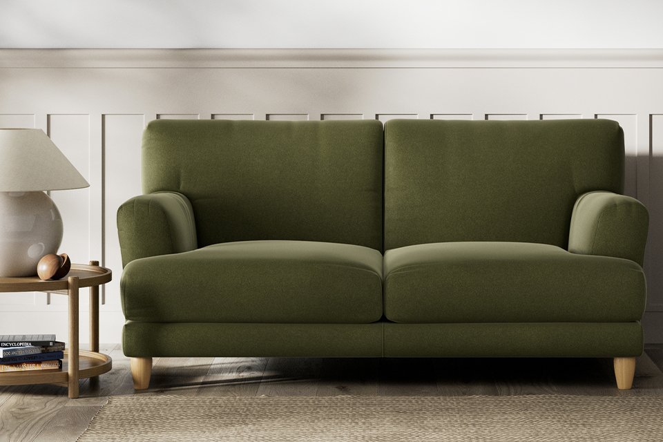 Habitat Askem Velvet 2 Seater Sofa - Moss Green.