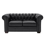 Chersterfield 2 seater leather sofa in black.