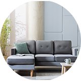 Joshua chaise corner sofa in charcoal fabric.