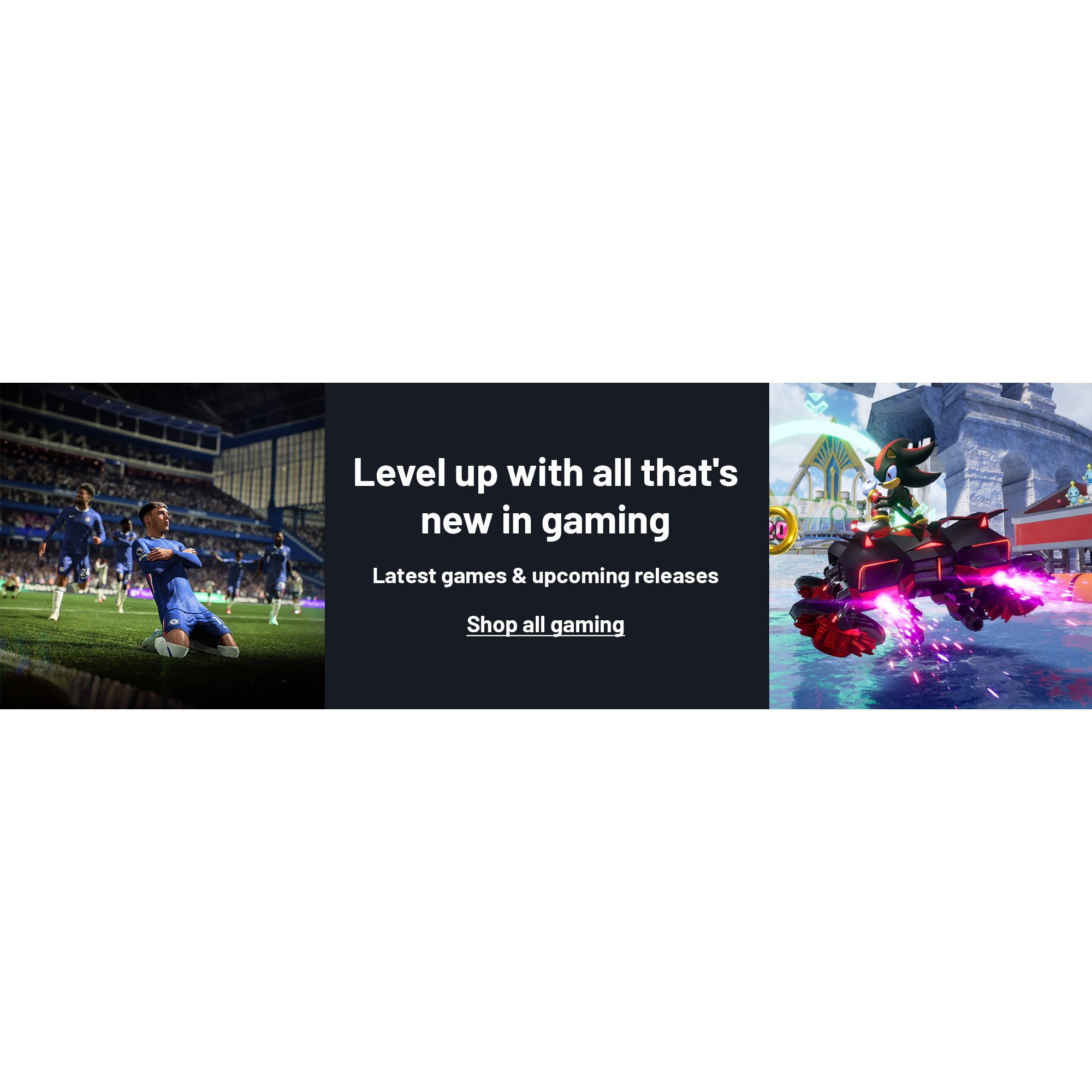 A split image of screengrabs from EA Sports FC 26 and Sonic Racing: CrossWorlds.