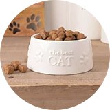 Best of Breed paw prints the best cat cat bowl in small size.