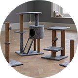 Basic cat scratching post in grey colour.